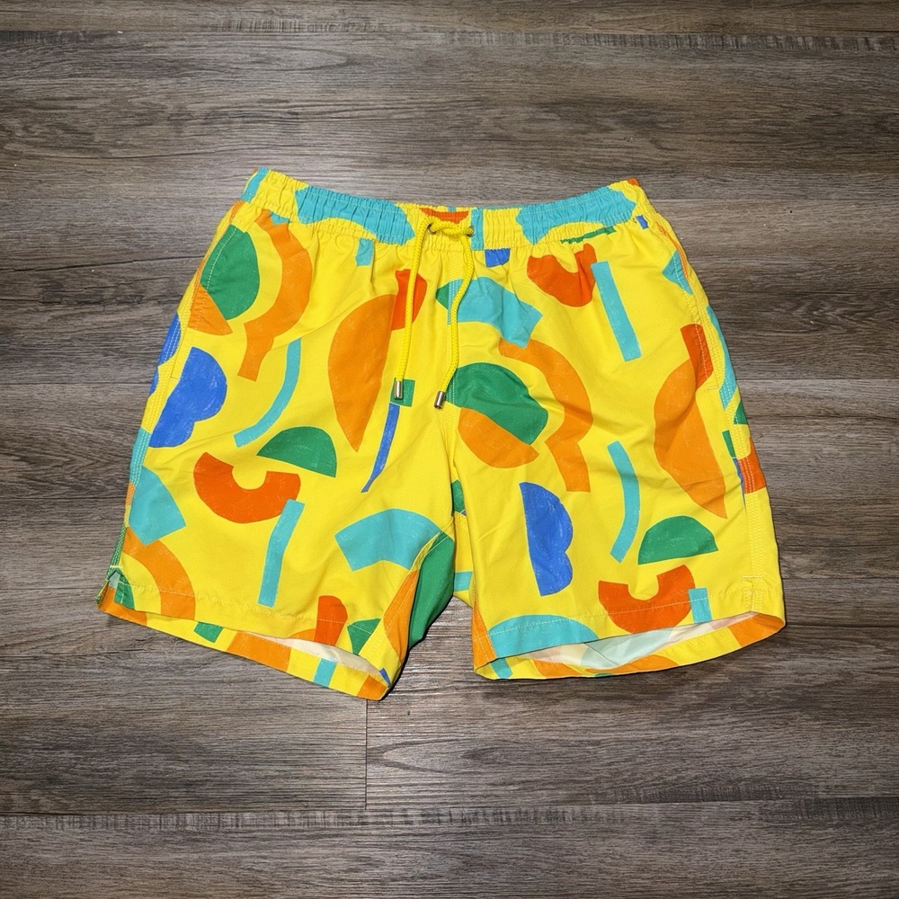 Bluemint Swim Trunks Mens Medium Arthus Style Vibrant Yellow Colorful Abstract